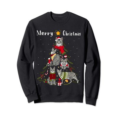 Christmas Tree Egyptian Mau Lover Xmas Cat Owner Sweatshirt