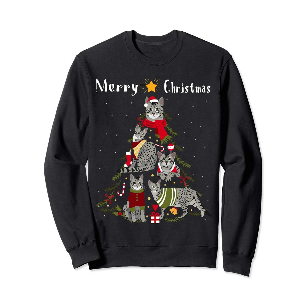 Christmas Tree Egyptian Mau Lover Xmas Cat Owner Sweatshirt