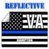 Hampton VA Virginia Hampton County Thin Blue Line Stealthy USA Flag - Honoring Law Enforcement Officers Flags - Blue Lives Matter Euro Decal Bumper Sticker Reflective 3M Vinyl 3" x 5" view 1