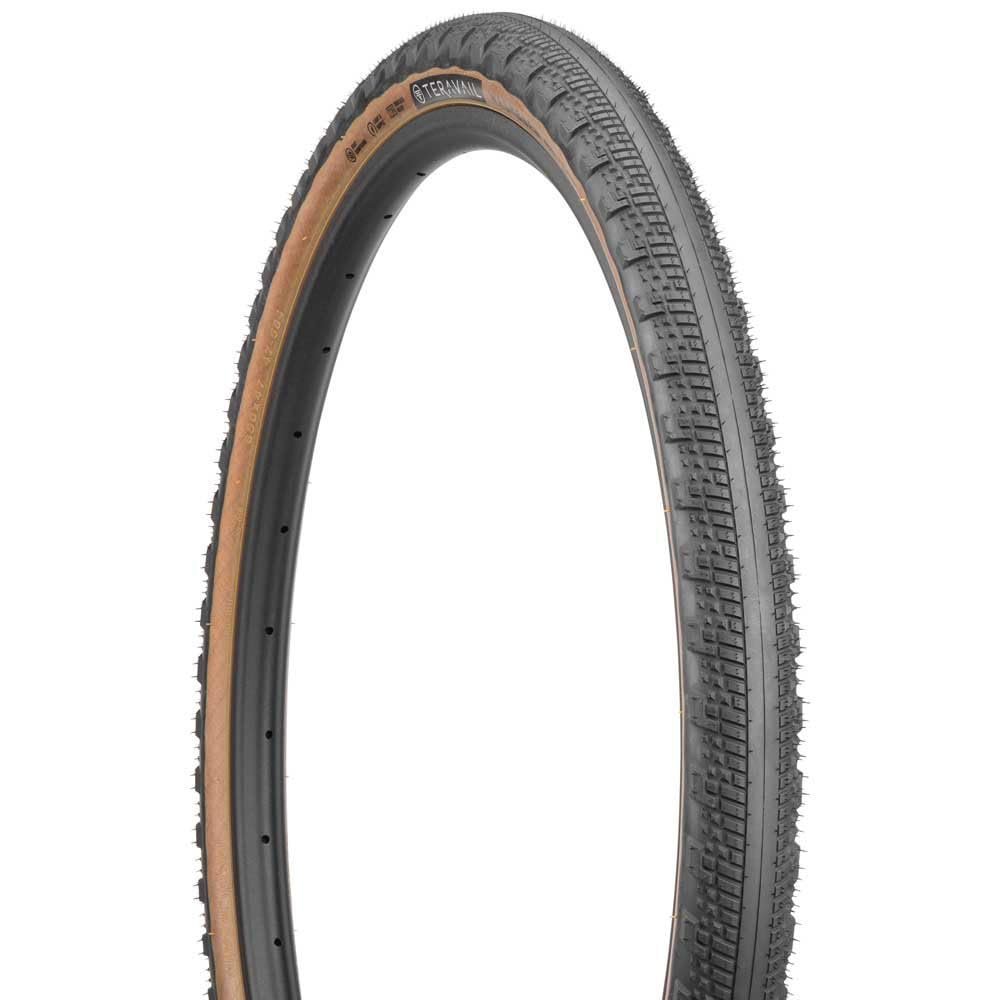 Teravail - Washburn Bicycle Tire | Durable Bead-to-Bead Sidewall Casing | for Rough Pavement and Fast Gravel | 700 x 38 | Tan Sidewall