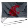 College Flags & Banners Co. Washington State Cougars Grey Flag and Pole Bracket Mount Bundle view 1