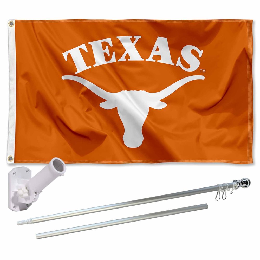 College Flags & Banners Co. University of Texas Arched Flag and Pole Bracket Mount Bundle