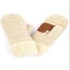 ScarvesMe Women's Winter Warm Fleece Lined Multi Buffalo Check Plaid Knit Mitten Gloves (A Color Beige) view 1