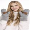 ScarvesMe Women's Winter Warm Fleece Lined Multi Buffalo Check Plaid Knit Mitten Gloves (A Color Beige) view 4