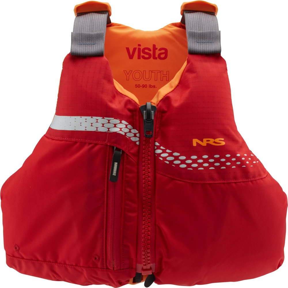 NRS Vista Youth PFD Life Jacket USCG Type III Certified Kids Life Vest, Durable Nylon Construction, Adjustable Fit, Reflective Accents for Kayaking, Boating & Paddle Sports