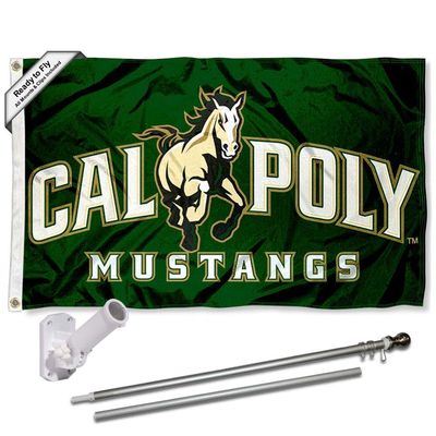 College Flags & Banners Co. Cal Poly Mustangs 3x5 Flag and Pole Bracket Mount Bundle