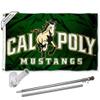 College Flags & Banners Co. Cal Poly Mustangs 3x5 Flag and Pole Bracket Mount Bundle view 1