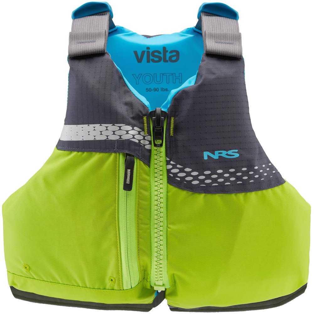 NRS Vista Youth PFD Life Jacket USCG Type III Certified Kids Life Vest, Durable Nylon Construction, Adjustable Fit, Reflective Accents for Kayaking, Boating & Paddle Sports