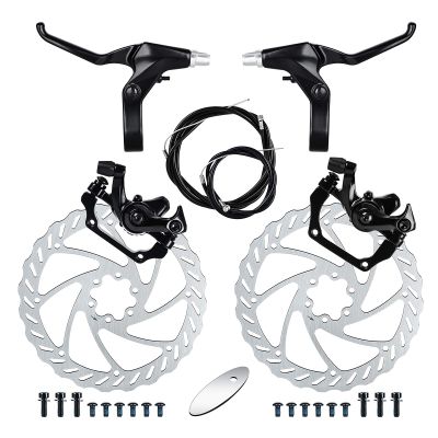 RUJOI Bike Disc Brake Kit, Aluminum Front and Rear Caliper, Full Aluminum Alloy Bicycle Brake Lever, 180mm Rotor, Mechanic Tool-Free Pad Adjuster for Road Bike, Mountain Bike