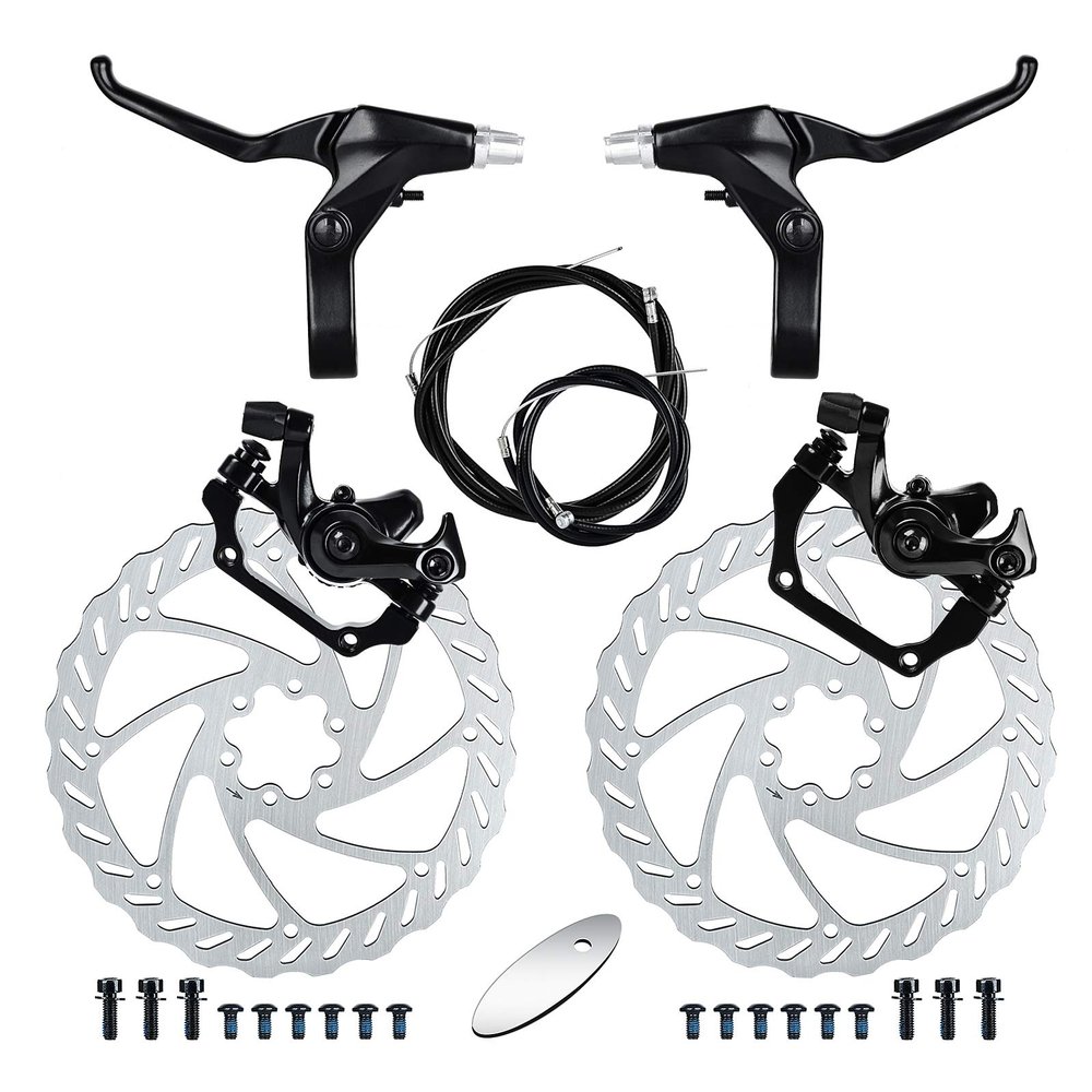 RUJOI Bike Disc Brake Kit, Aluminum Front and Rear Caliper, Full Aluminum Alloy Bicycle Brake Lever, 180mm Rotor, Mechanic Tool-Free Pad Adjuster for Road Bike, Mountain Bike