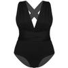 renvena Women's Solid Color Bikini Swimsuit Criss Cross Strappy Swim Leotard Bodysuit Bathing Suit Black S view 1