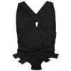 renvena Women's Solid Color Bikini Swimsuit Criss Cross Strappy Swim Leotard Bodysuit Bathing Suit Black S view 3