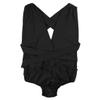 renvena Women's Solid Color Bikini Swimsuit Criss Cross Strappy Swim Leotard Bodysuit Bathing Suit Black S view 4