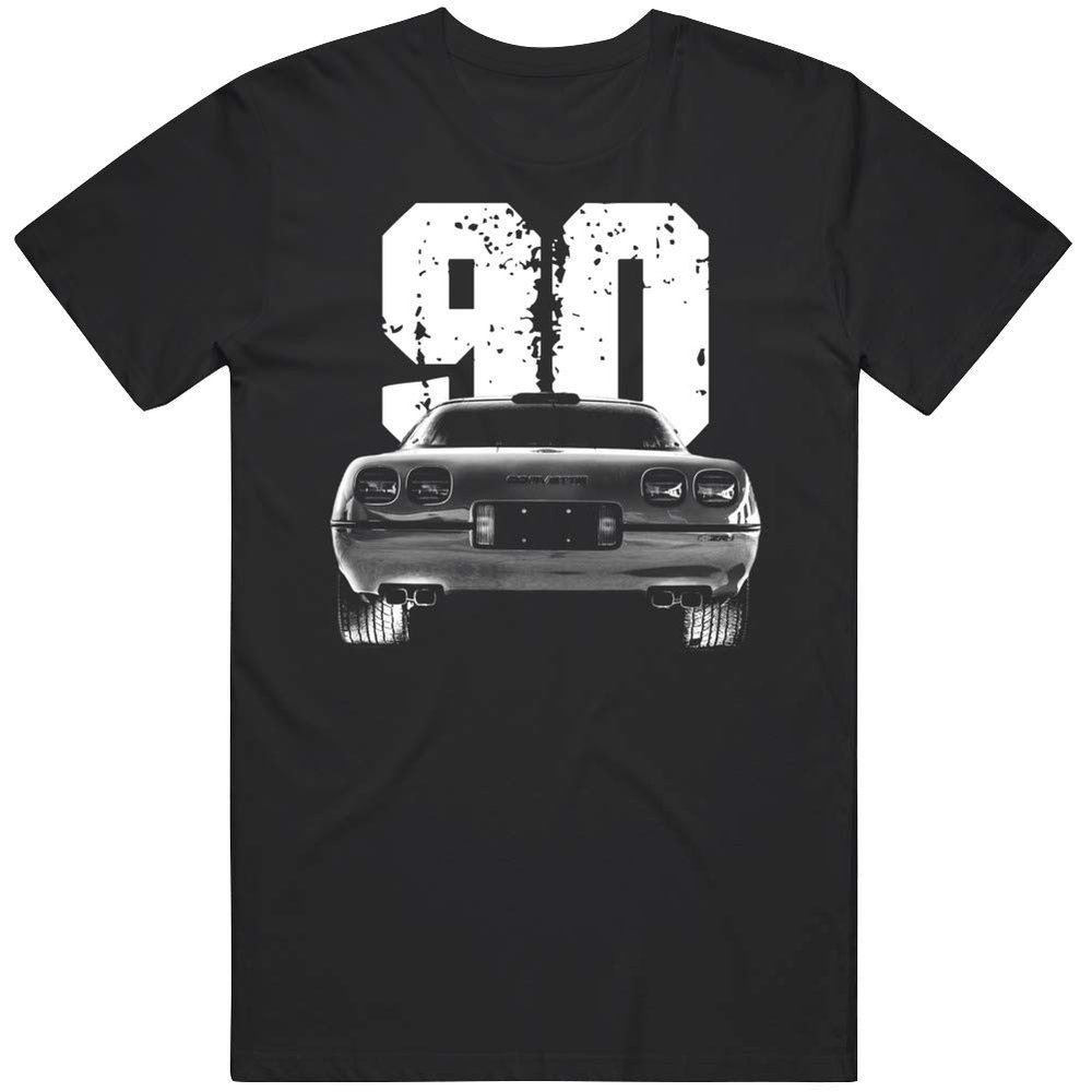 1990 C4 Corvette Zr1 with Model Year Silhouette T Shirt 2XL Black