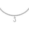 LecAit Silver Initial J Necklace,14K White Gold-Plated Tennis Chain Necklace Name Necklace 18'' Adjustable Personalized Alphabet Letter Pendant view 1