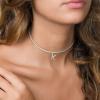 LecAit Silver Initial J Necklace,14K White Gold-Plated Tennis Chain Necklace Name Necklace 18'' Adjustable Personalized Alphabet Letter Pendant view 2