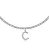 LecAit Sideways Initial C Necklace 14K Silver Plated Rhinestone Tennis Chain Letters Pendant Necklace Script Name Monogram Necklaces for Women view 1