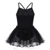 Moggemol Kids Girls Ballet Tutu Dress Print Camisole Ballet Leotard with Skirt Birthday Party Dancewear Black 3-4 view 2