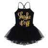 Moggemol Kids Girls Ballet Tutu Dress Print Camisole Ballet Leotard with Skirt Birthday Party Dancewear Black 3-4 view 3