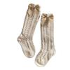 BULINGNA Baby Girl Knee High Socks Crotchet Hollow Out Tube Stockings with Bow for Infants and Toddlers (Khaki, 1-3 Years) view 1