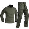Outdoor Hunting Clothes Airsoft Shooting Shirt Pants Set Battle Dress Uniform BDU Set Tactical Combat Camouflage Clothing - Green - L view 1