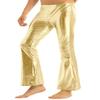 XUNZOO Mens Shiny Metallic Elastic Soft 70's Disco Costume Flared Trousers Bell Bottoms Long Pants Gold X-Large view 4