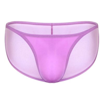 Andongnywell Men's Basic Bikini Briefs Pack Low Rise Ice Silk Underwear Panties Knickers Underpants (Purple,Large)