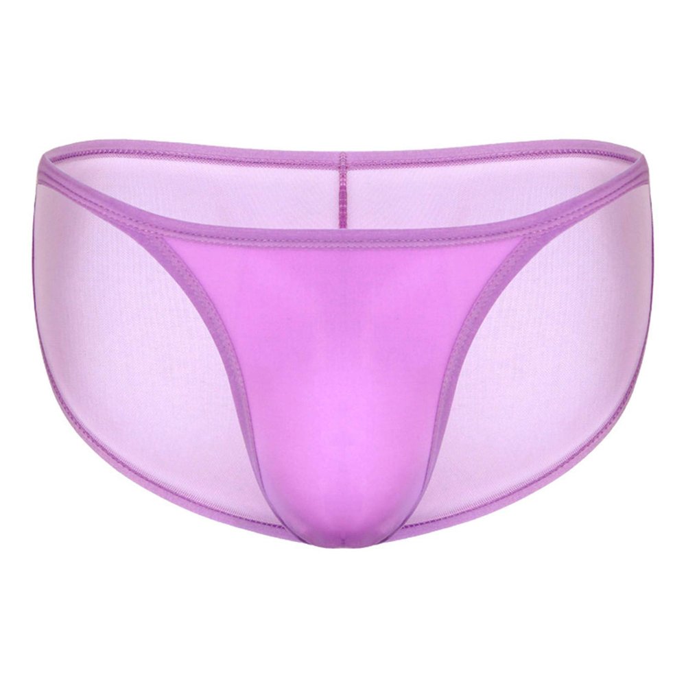 Andongnywell Men's Basic Bikini Briefs Pack Low Rise Ice Silk Underwear Panties Knickers Underpants (Purple,Large)