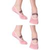 Aprilaugust Yoga Socks with Non Slip Grips & Leopard Strap, Perfect for Pilates, Barre, Ballet, Barefoot training (E_Pink 2pairs, X-Small) view 1