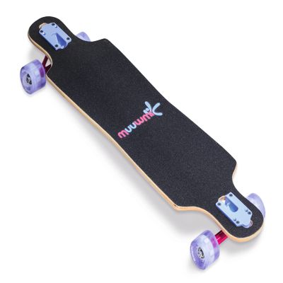 Muuwmi ABEC 7 Longboard, for Children and Adults, Skateboards, with or Without Lighting Wheels (Space with Lighting Wheels)