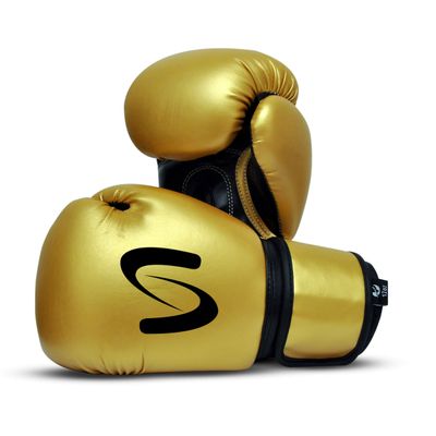Adults Classic Boxing Gloves - Boxing MMA Muay Thai Training & Bag Work (Gold Black, 16 Oz)