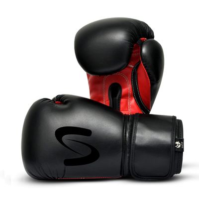 Adults Classic Boxing Gloves - Boxing MMA Muay Thai Training & Bag Work (Black Red, 14 Oz)
