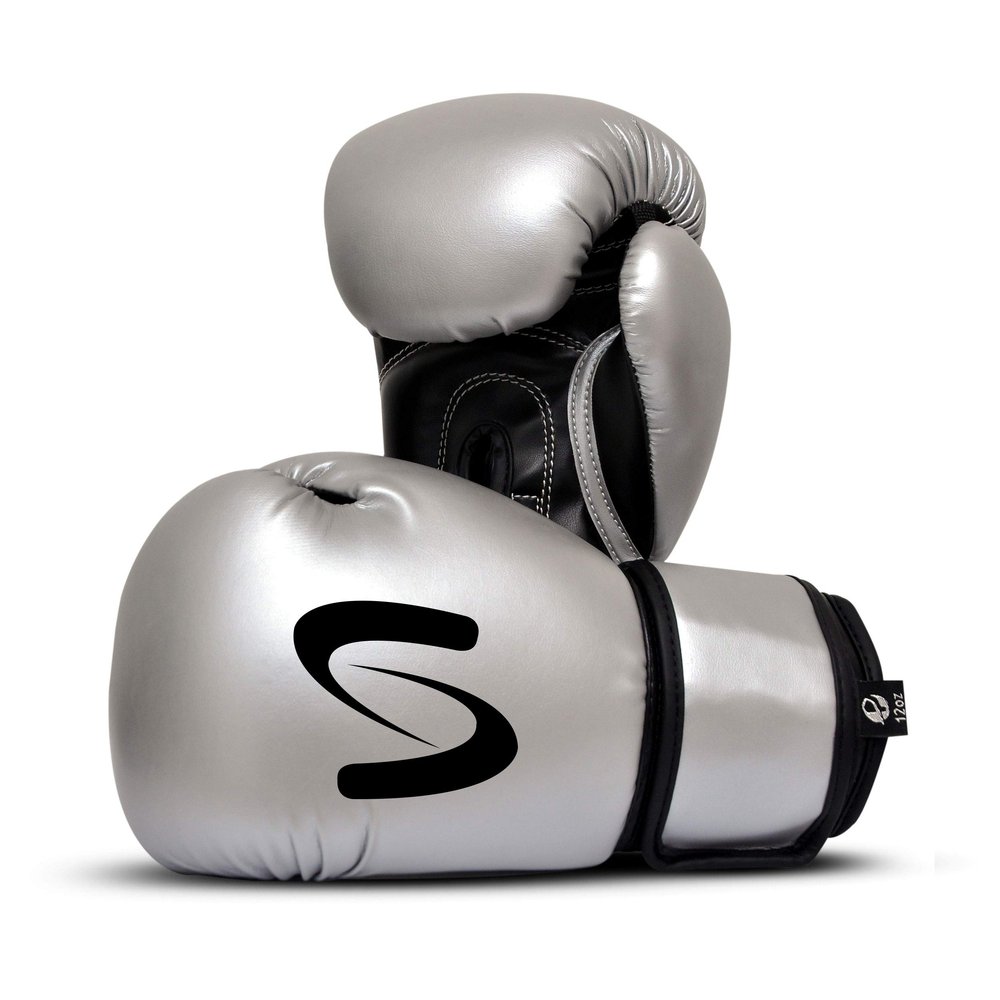Adults Classic Boxing Gloves - Boxing MMA Muay Thai Training & Bag Work (Silver Black, 12 Oz)