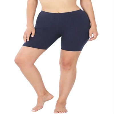 Zenana PREMIUM COTTON BIKER SHORTS Navy
