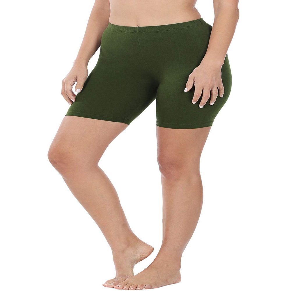 Zenana Premium Cotton Biker Shorts ArmyGreen