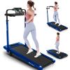 ANCHEER Treadmill with Desk Workstation& Adjustable Height, Folding Treadmill with 8% Incline,2.5HP Walking Pad for Home, 300lbs Weight Capacity/Ultra-Quiet/3 Type Control(Blue)
