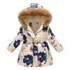 Toddler Boys Girls Floral Print Winter Coat Cotton Parka Hooded Snowsuit Thicken Warm Fur Collar Hooded Down Windproof Puffer Jacket Lightweight Outerwear Windbreaker Ivory + Blue Flower 3-4 Years view 1
