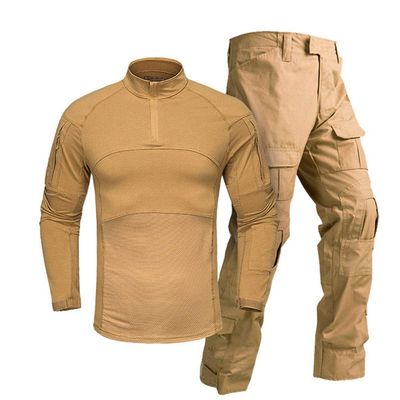 Airsoft Hunting Shooting Sports Battle Uniform BDU Tactical Combat Camouflage Clothing - Tan - M
