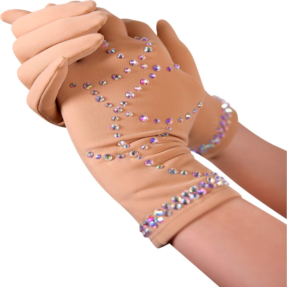 SG.MODA Figure Ice Skating Gloves Made in Europe with Crystals Artica/Fleece Crystals G1 L