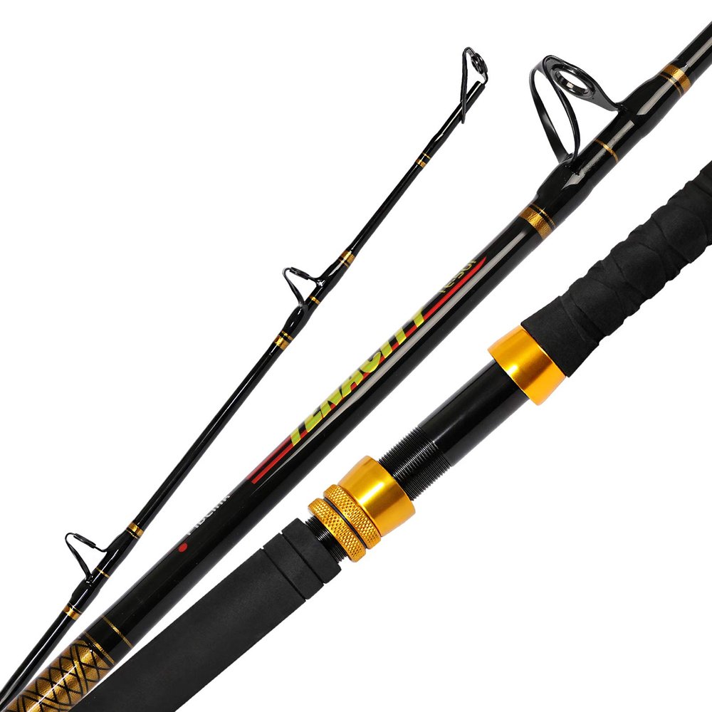 Fiblink Fishing Trolling Rod 2 Piece Saltwater Offshore Big Name Heavy Duty Conventional Boat Fishing Pole (7',30-50lbs)