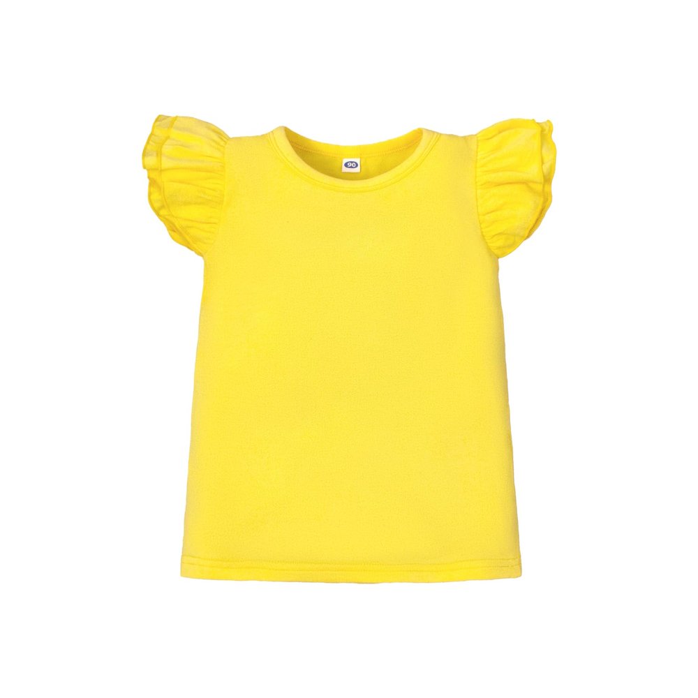LYSMuch Toddler Baby Girls Ruffle Sleeve Shirt Plain Solid Sleeveless Tshirt Top Blouse Kids Casual Clothes (Yellow, 5-6X)