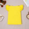 LYSMuch Toddler Baby Girls Ruffle Sleeve Shirt Plain Solid Sleeveless Tshirt Top Blouse Kids Casual Clothes (Yellow, 5-6X) view 3