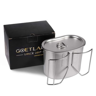 Goetland US Military Style 304 Stainless Steel US Army Canteen Cup with Lid 0.85 qt 800 ml