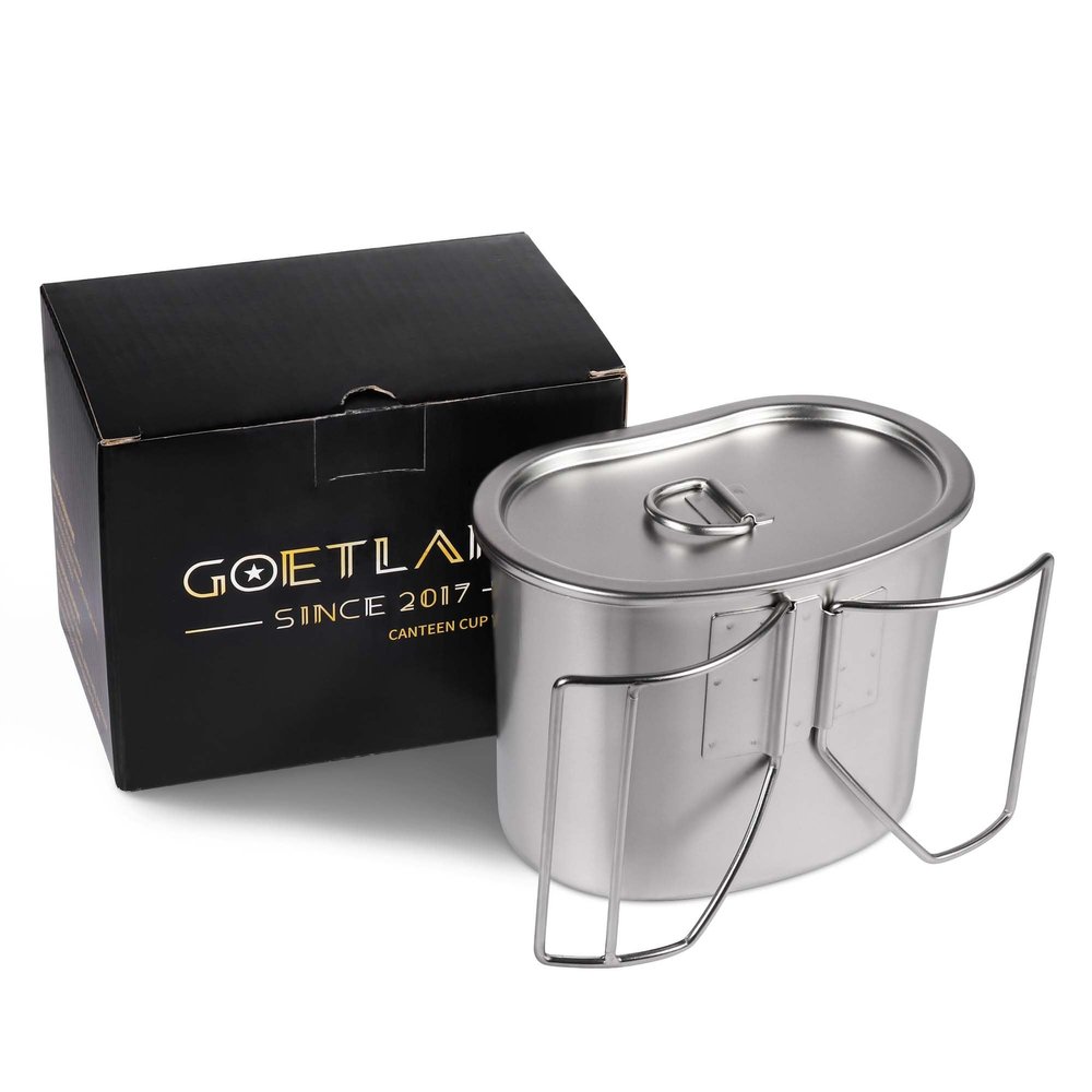 Goetland US Military Style 304 Stainless Steel US Army Canteen Cup with Lid 0.85 qt 800 ml