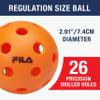 FILA Accessories Indoor Pickleball Balls - Official Indoor Pickleballs, Regulation Size with 26 Holes (Orange), Pack of 4 view 3