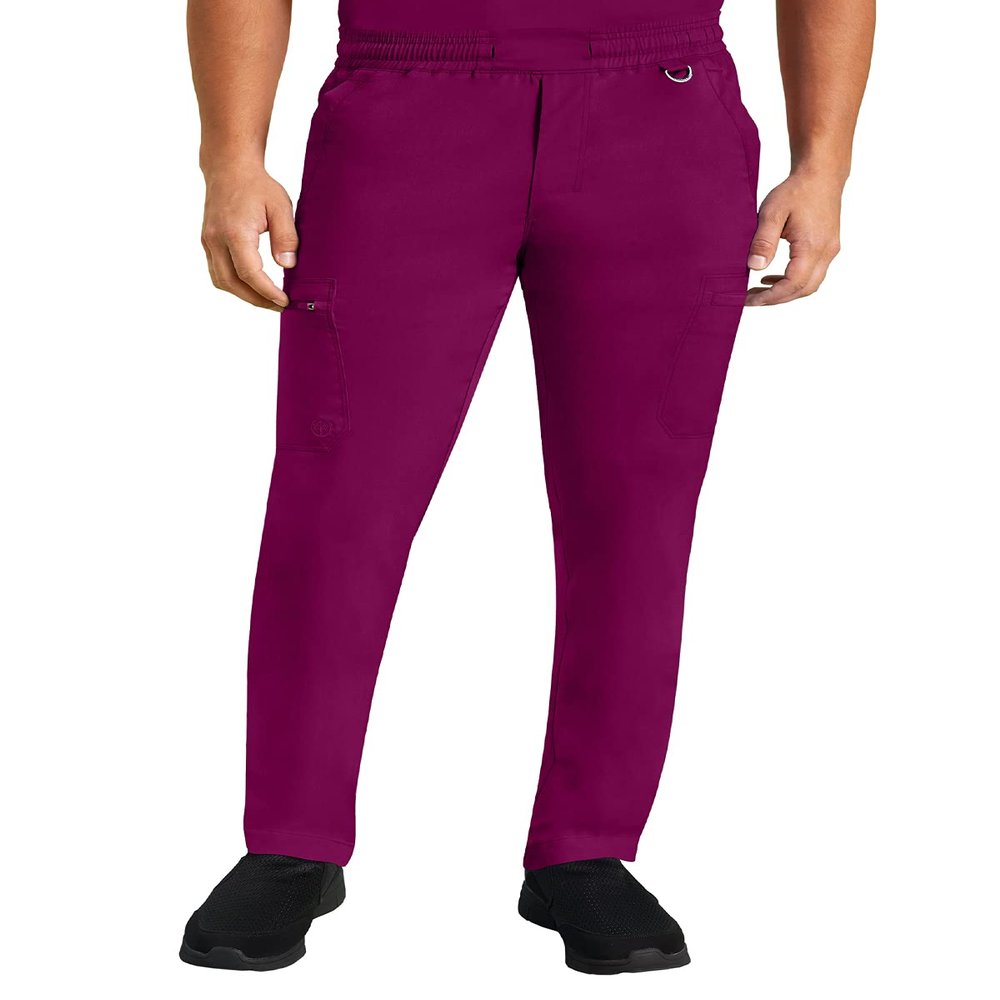 Healing Hands Scrub Pants for Men Daniel Utility Bottoms with 6 Pockets, 2-Way Stretch and Durable Fabric 9300, Wine,XLSh