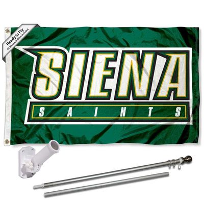 College Flags & Banners Co. Siena Saints Flag and Pole Bracket Mount Bundle