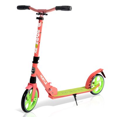 Hurtle Lightweight and Foldable Kick Scooter-Adjustable Scooter for Teens and Adult, Alloy Deck with High Impact Wheels, Durable ABEC-7 Bearings w/ T-bar Anodized Clamp Collar, Watermelon HURTS89.5