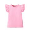 LYSMuch Toddler Baby Girls Ruffle Sleeve Shirt Plain Solid Sleeveless Tshirt Top Blouse Kids Casual Clothes(Pink, 5-6X) view 1