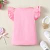 LYSMuch Toddler Baby Girls Ruffle Sleeve Shirt Plain Solid Sleeveless Tshirt Top Blouse Kids Casual Clothes(Pink, 5-6X) view 3